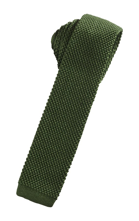 Silk Knit Necktie - Army Green - corbata Caballero