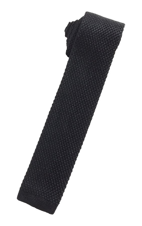 Silk Knit Necktie - Black - corbata Caballero