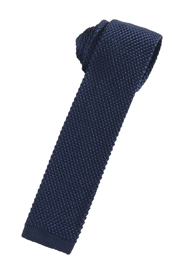 Silk Knit Necktie - Navy - corbata Caballero