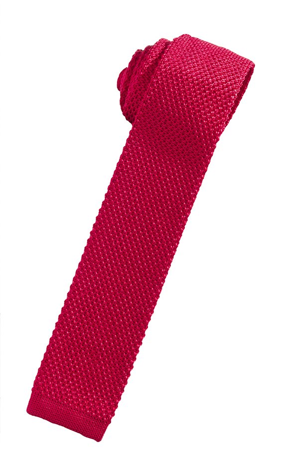 Silk Knit Necktie - Red - corbata Caballero
