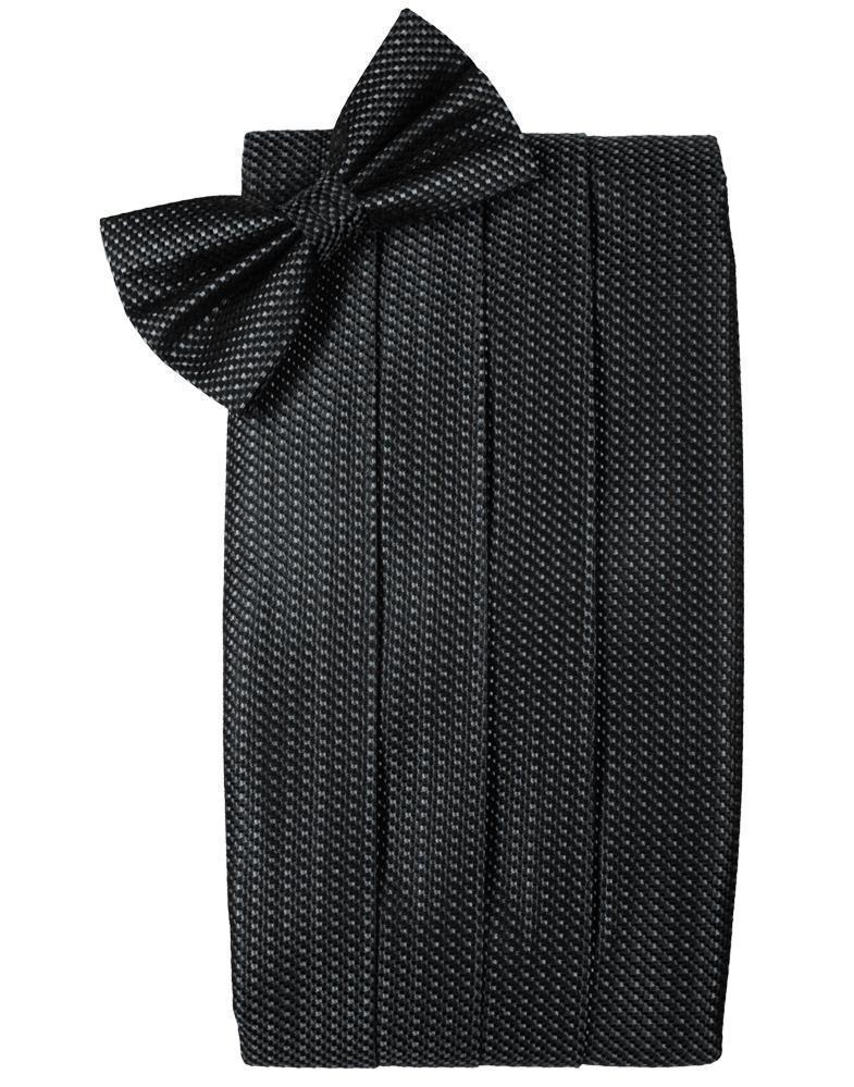 Silk Weave Cummerbund & Bow Tie Set - Asphalt - Faja 