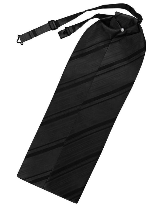Striped Satin Ascot - Black - corbata Caballero