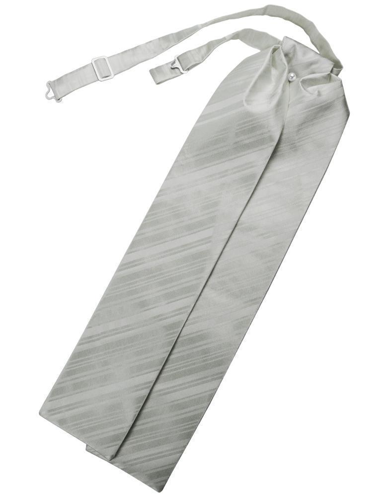 Striped Satin Ascot - Platinum - corbata Caballero
