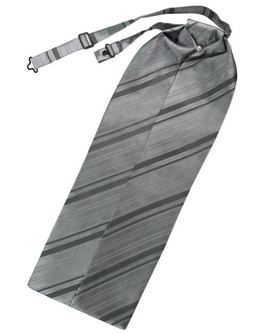 Striped Satin Ascot - Silver - corbata Caballero
