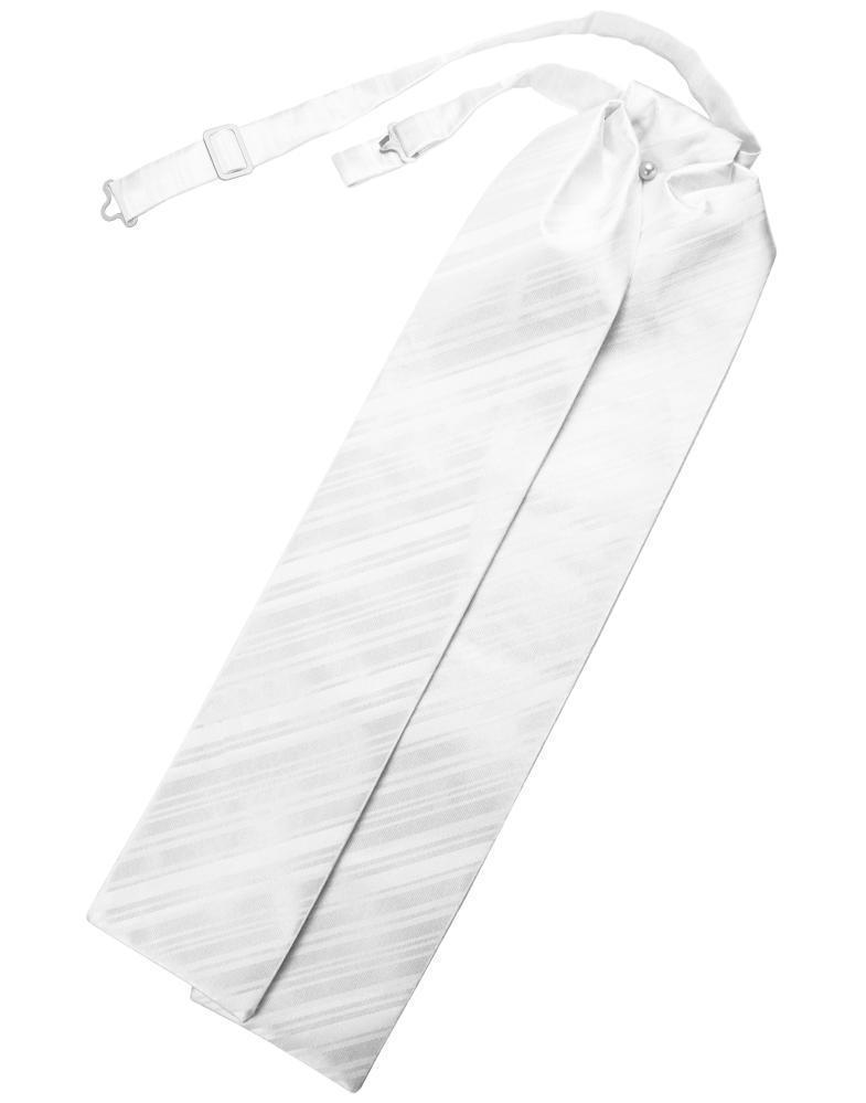 Striped Satin Ascot - White - corbata Caballero