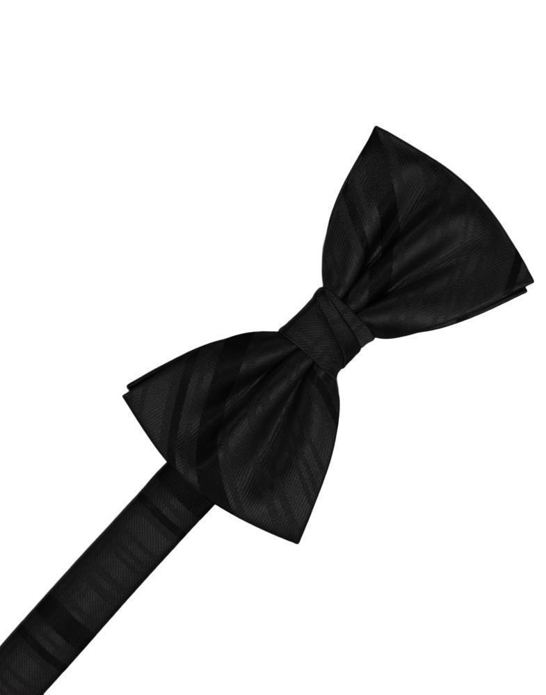 Striped Satin Bow Tie - Black - corbatin caballero