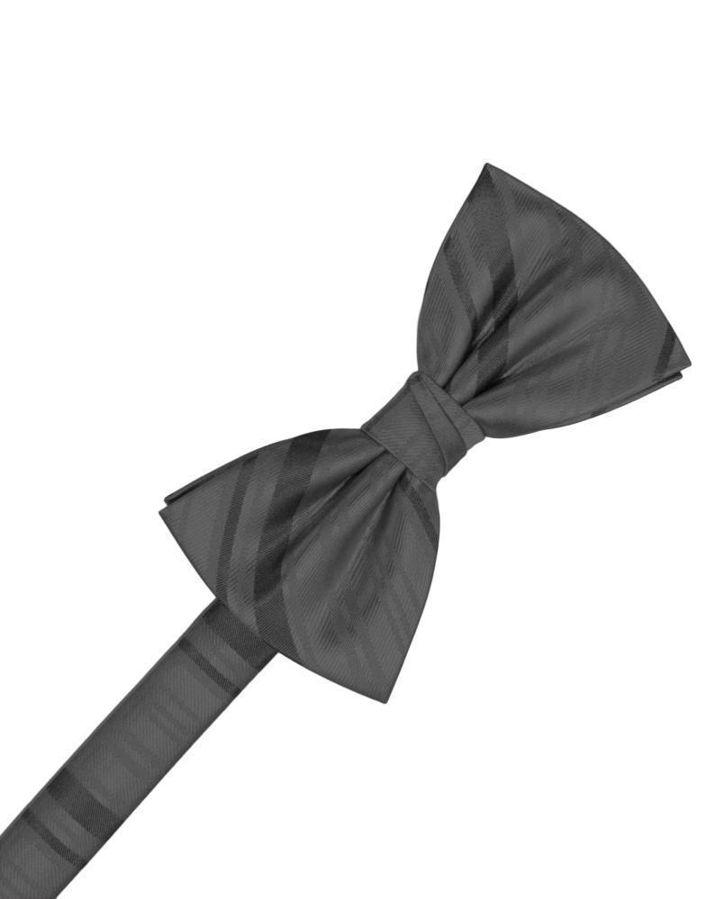 Striped Satin Bow Tie - Charcoal - corbatin caballero