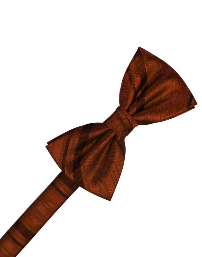 Striped Satin Bow Tie - Cognac - corbatin caballero