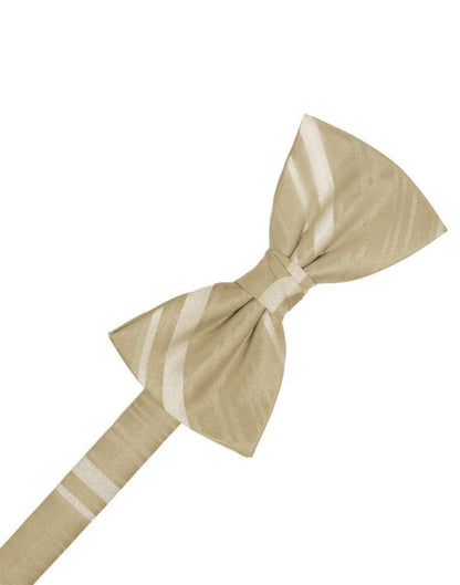 Striped Satin Bow Tie - Golden - corbatin caballero