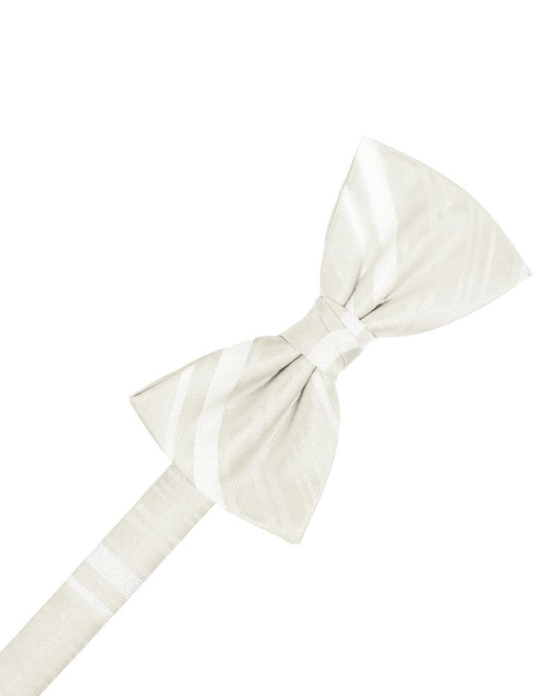 Striped Satin Bow Tie - Ivory - corbatin caballero