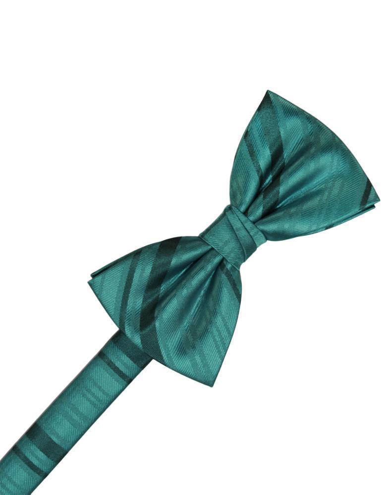 Striped Satin Bow Tie - Jade - corbatin caballero