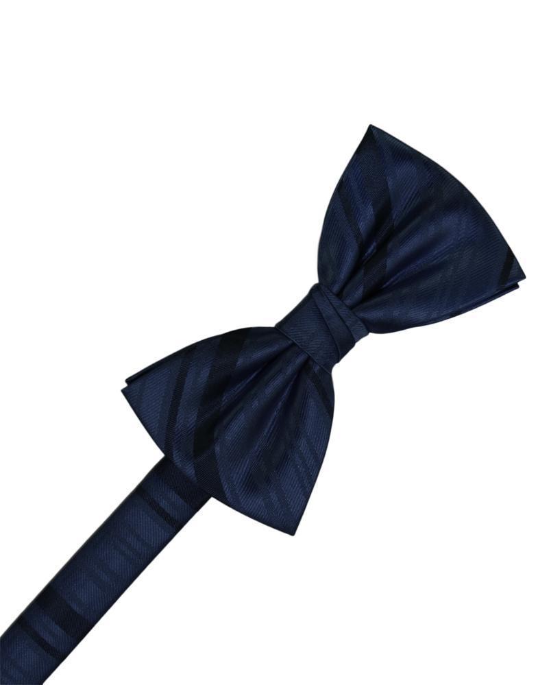 Striped Satin Bow Tie - Midnight - corbatin caballero