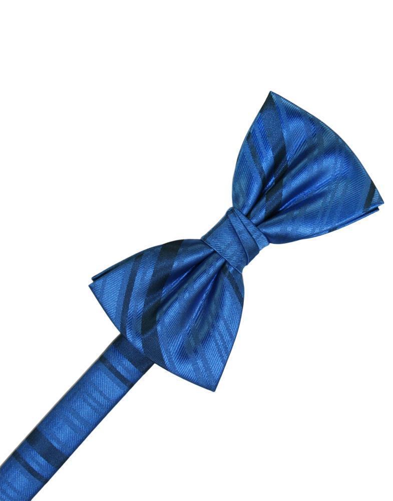 Striped Satin Bow Tie - Royal Blue - corbatin caballero