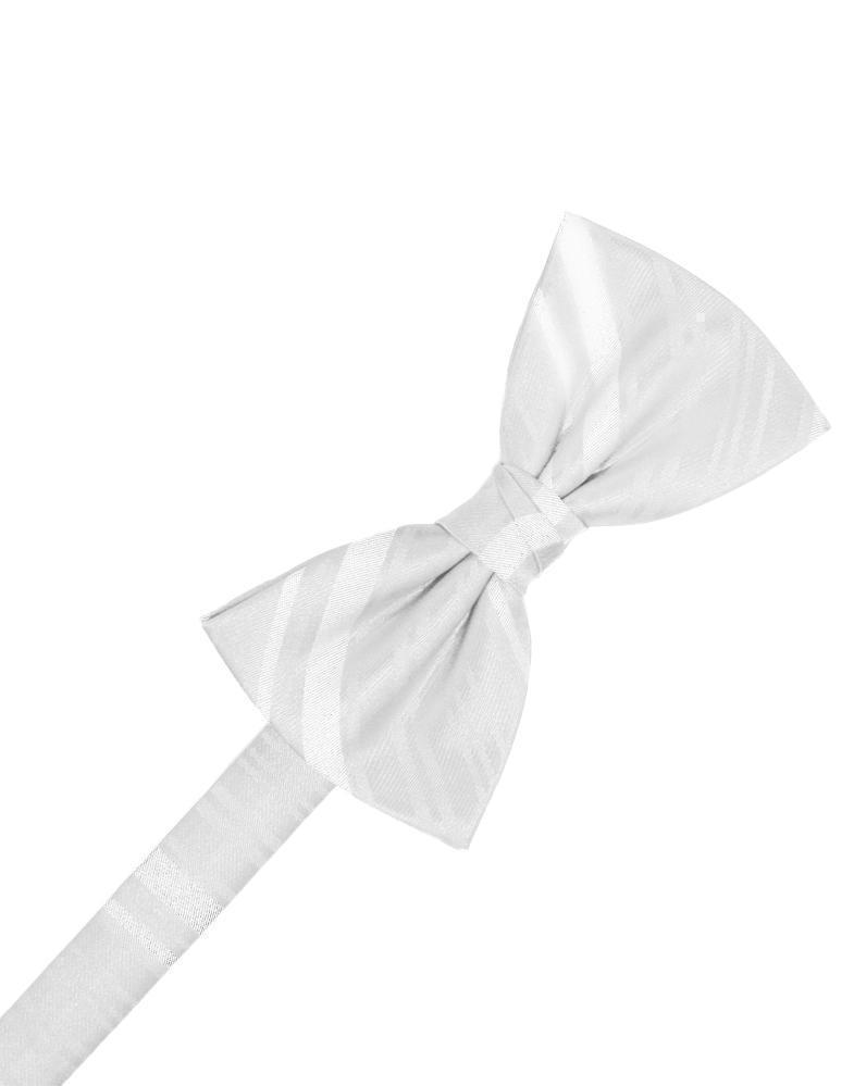 Striped Satin Bow Tie - White - corbatin caballero