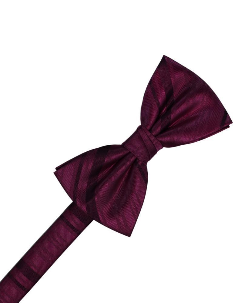 Striped Satin Bow Tie - Wine - corbatin caballero