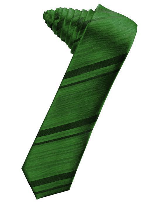 Striped Satin Skinny Necktie Self Tie