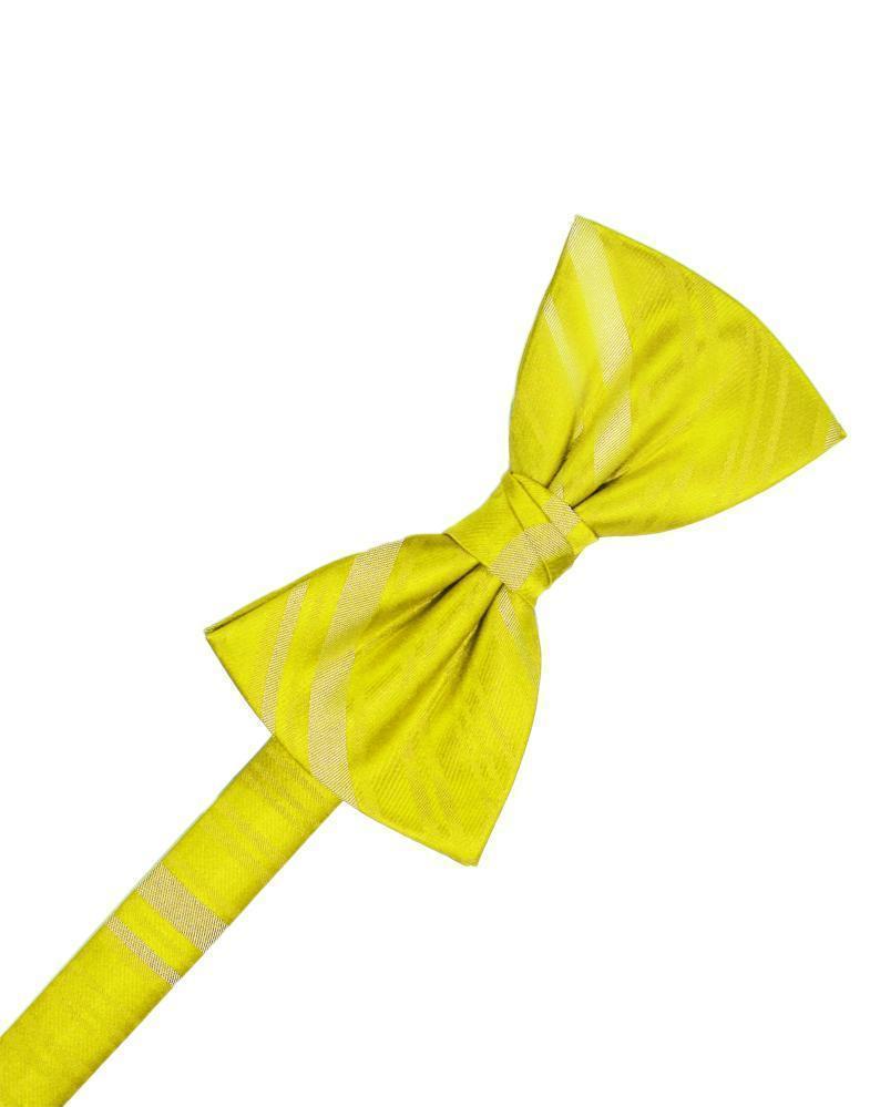 Striped Satin Kids Bow Tie - Lemon - corbatin niño