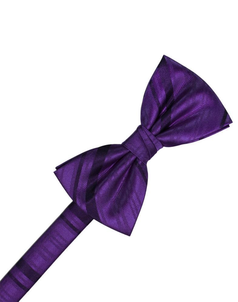 Striped Satin Kids Bow Tie - Purple - corbatin niño