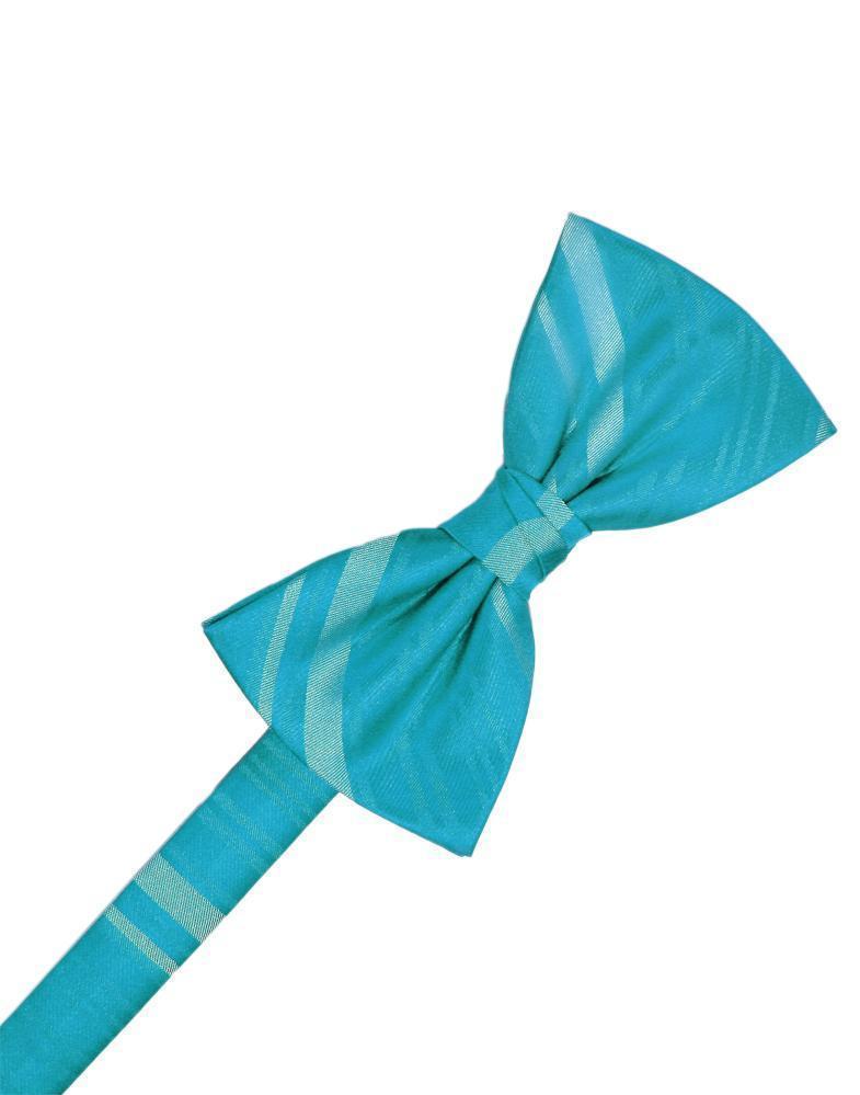 Striped Satin Kids Bow Tie - Turquoise - corbatin niño