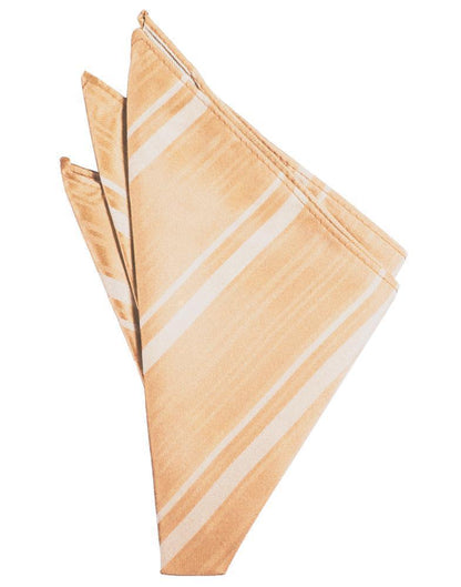Striped Satin Pocket Square - Apricot - Pañuelo Caballero