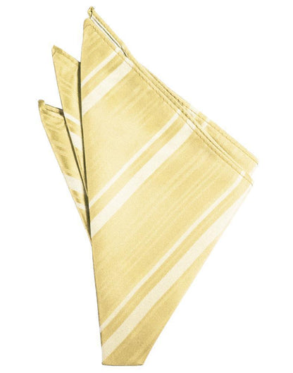 Striped Satin Pocket Square - Banana - Pañuelo Caballero