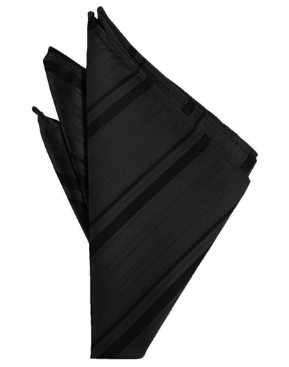 Striped Satin Pocket Square - Black - Pañuelo Caballero