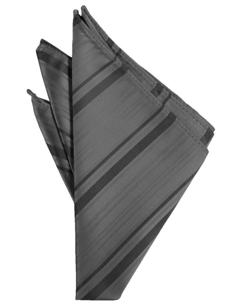Striped Satin Pocket Square - Charcoal - Pañuelo Caballero