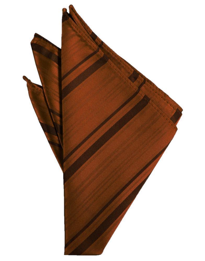 Striped Satin Pocket Square - Cognac - Pañuelo Caballero