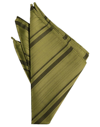 Striped Satin Pocket Square - Fern - Pañuelo Caballero