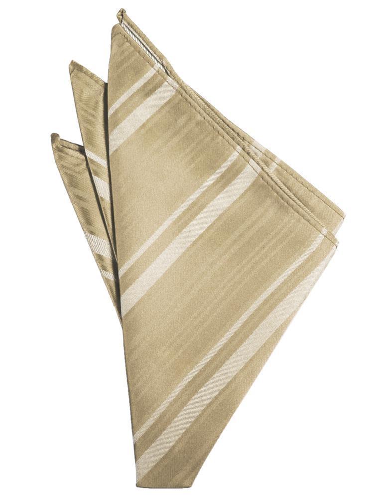 Striped Satin Pocket Square - Golden - Pañuelo Caballero