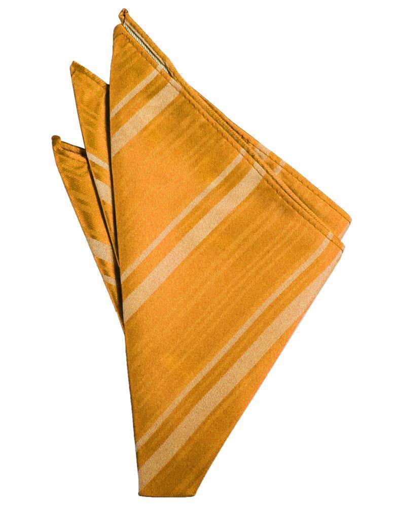 Striped Satin Pocket Square - Mandarin - Pañuelo Caballero