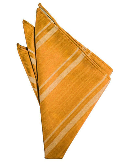 Striped Satin Pocket Square - Mandarin - Pañuelo Caballero