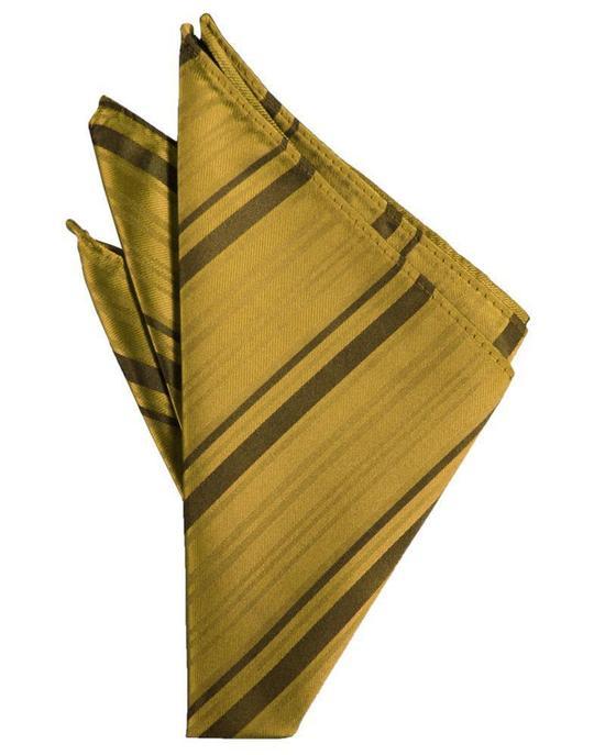 Striped Satin Pocket Square - New Gold - Pañuelo Caballero