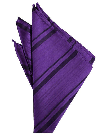 Striped Satin Pocket Square - Purple - Pañuelo Caballero
