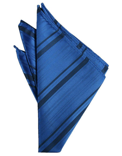 Striped Satin Pocket Square - Royal Blue - Pañuelo Caballero