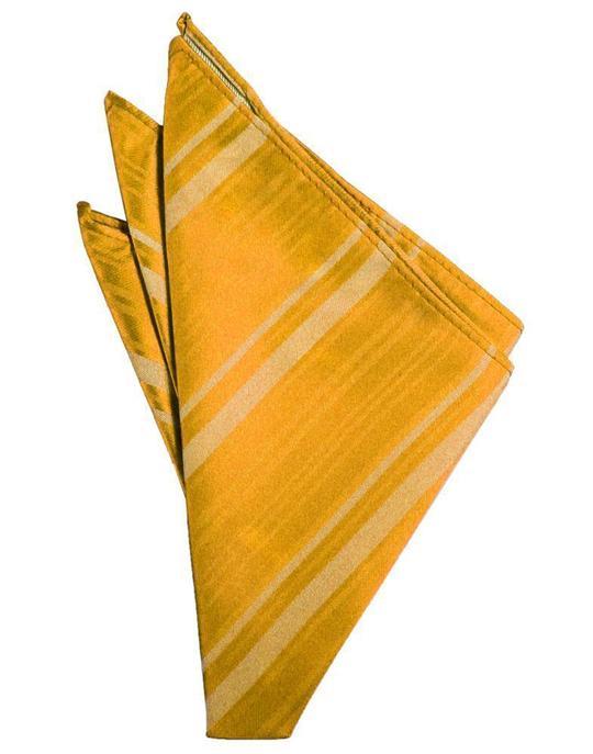 Striped Satin Pocket Square - Tangerine - Pañuelo Caballero