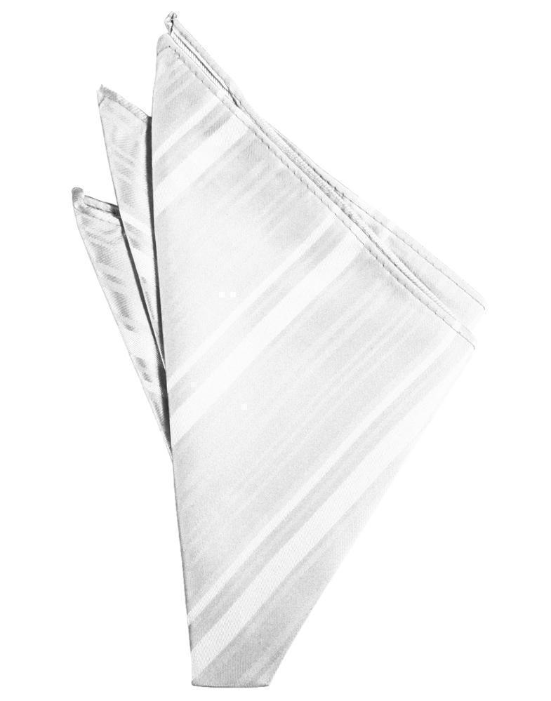 Striped Satin Pocket Square - White - Pañuelo Caballero