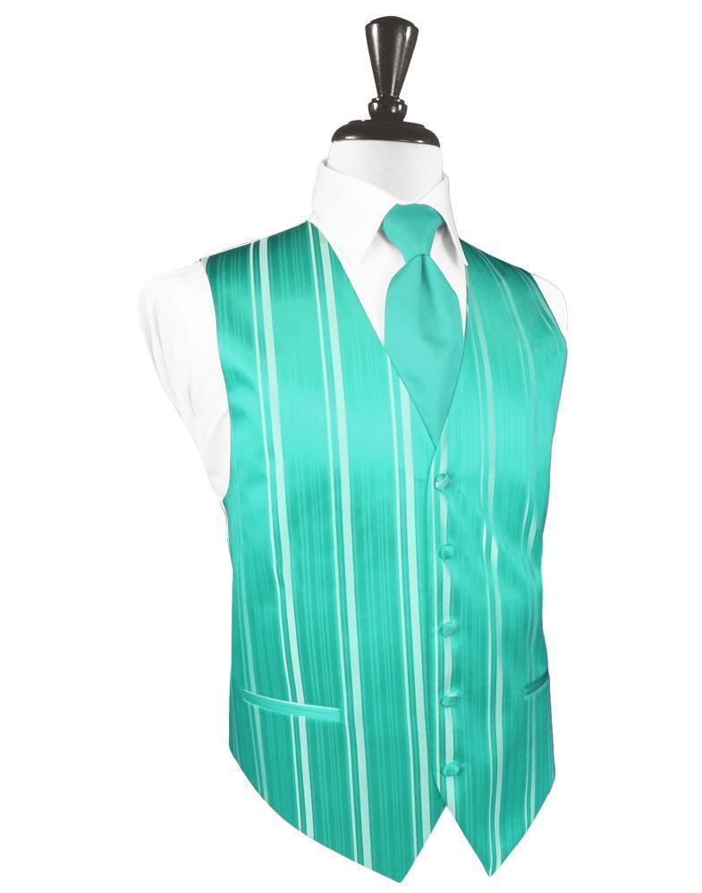 Striped Satin Tuxedo Vest 10 - XS / Mermaid - Chaleco 