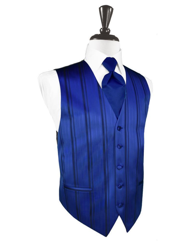 Striped Satin Tuxedo Vest 10 - XS / Royal Blue - Chaleco 