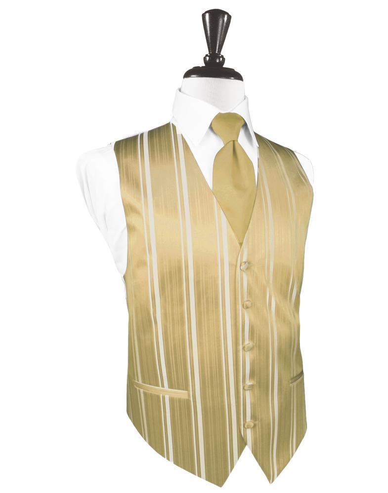 Striped Satin Tuxedo Vest 11 - XS / Harvest Maize - Chaleco 