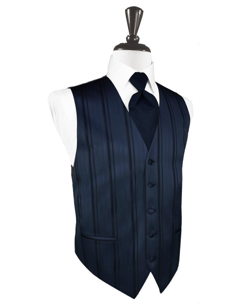 Striped Satin Tuxedo Vest 11 - XS / Midnight Blue - Chaleco 