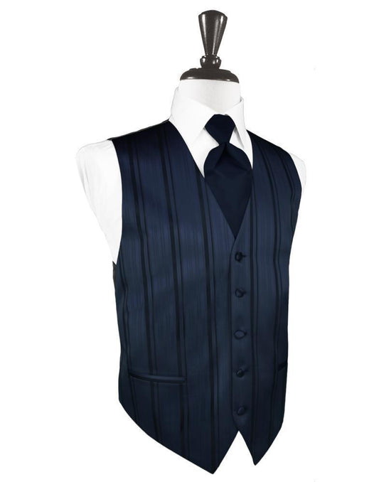 Striped Satin Tuxedo Vest 11 - XS / Midnight Blue - Chaleco 