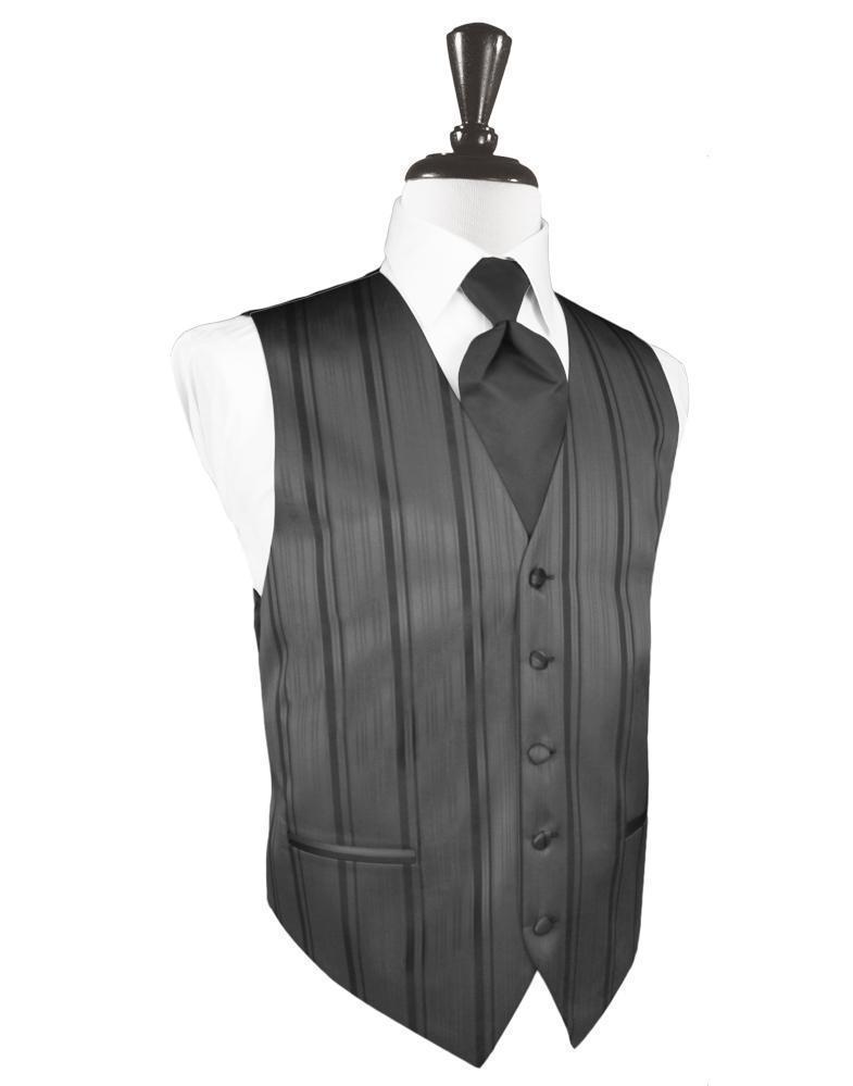 Striped Satin Tuxedo Vest 2 - XS / Pewter - Chaleco 