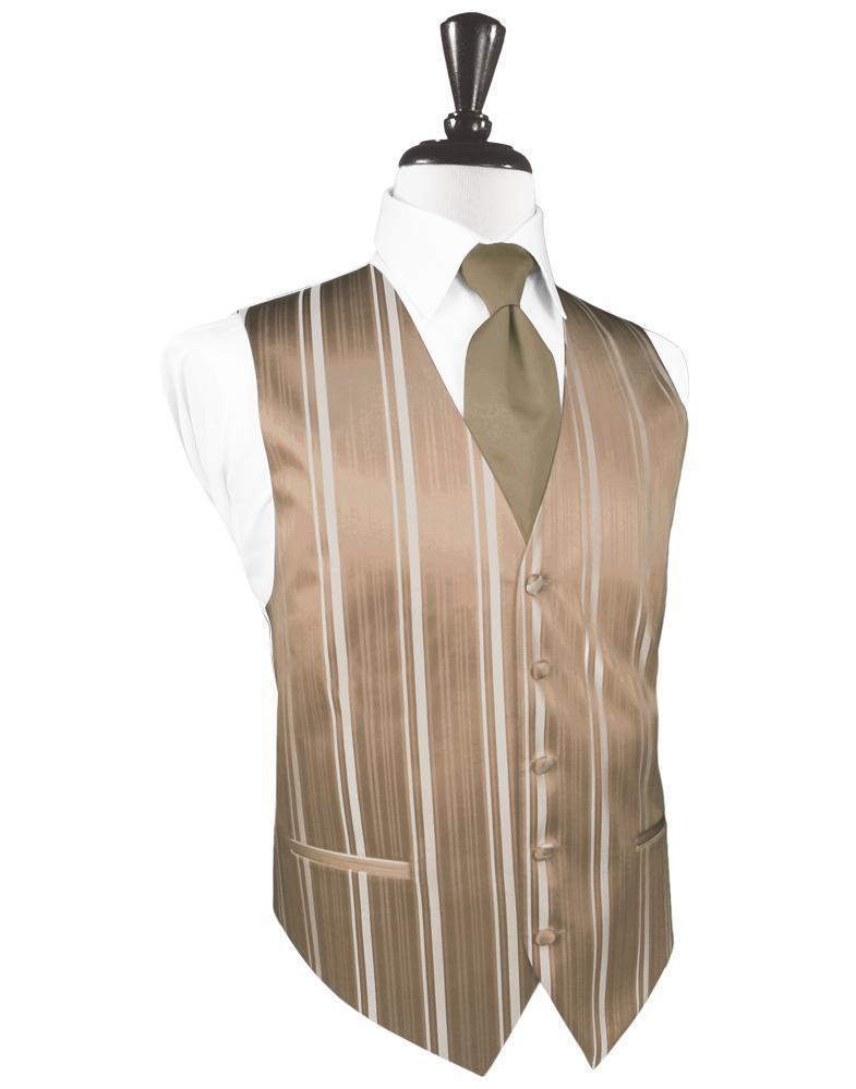 Striped Satin Tuxedo Vest 3 - XS / Latte - Chaleco Caballero