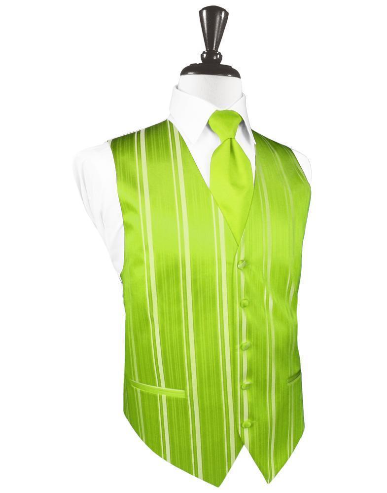 Striped Satin Tuxedo Vest 3 - XS / Lime - Chaleco Caballero