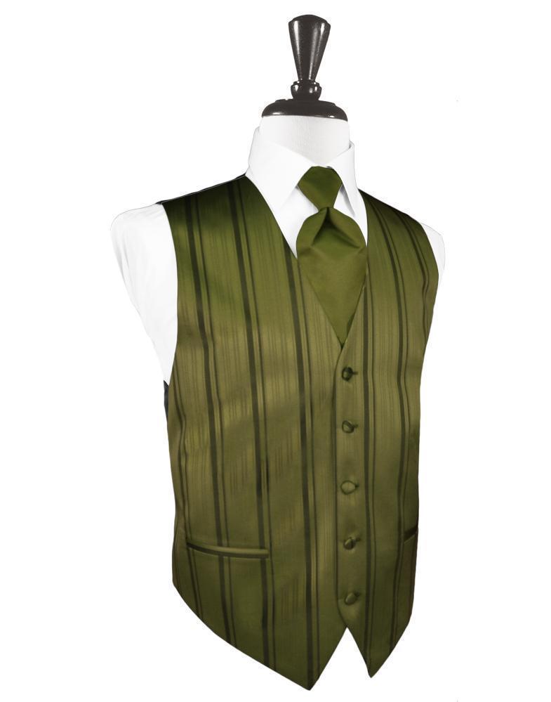 Striped Satin Tuxedo Vest 3 - XS / Moss - Chaleco Caballero