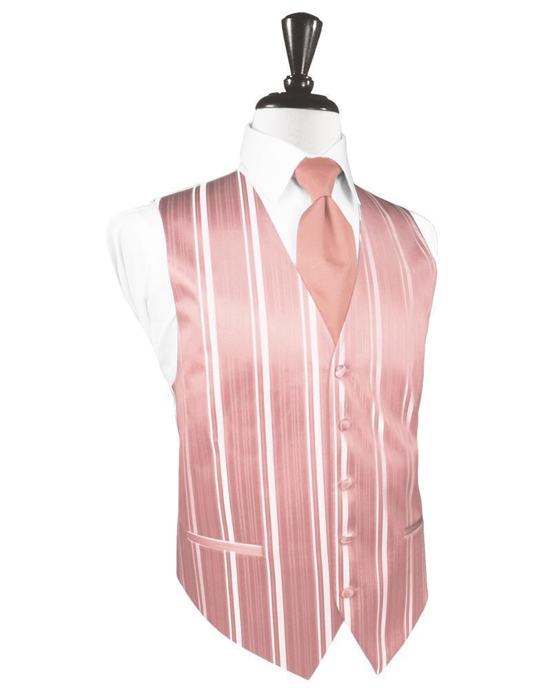 Striped Satin Tuxedo Vest 4 - XS / Coral - Chaleco Caballero