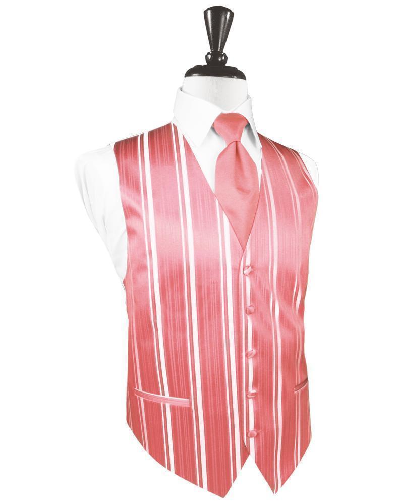 Striped Satin Tuxedo Vest 4 - XS / Guava - Chaleco Caballero