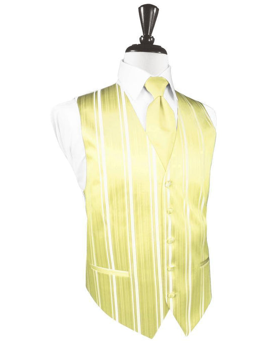 Striped Satin Tuxedo Vest 5 - XS / Canary - Chaleco 