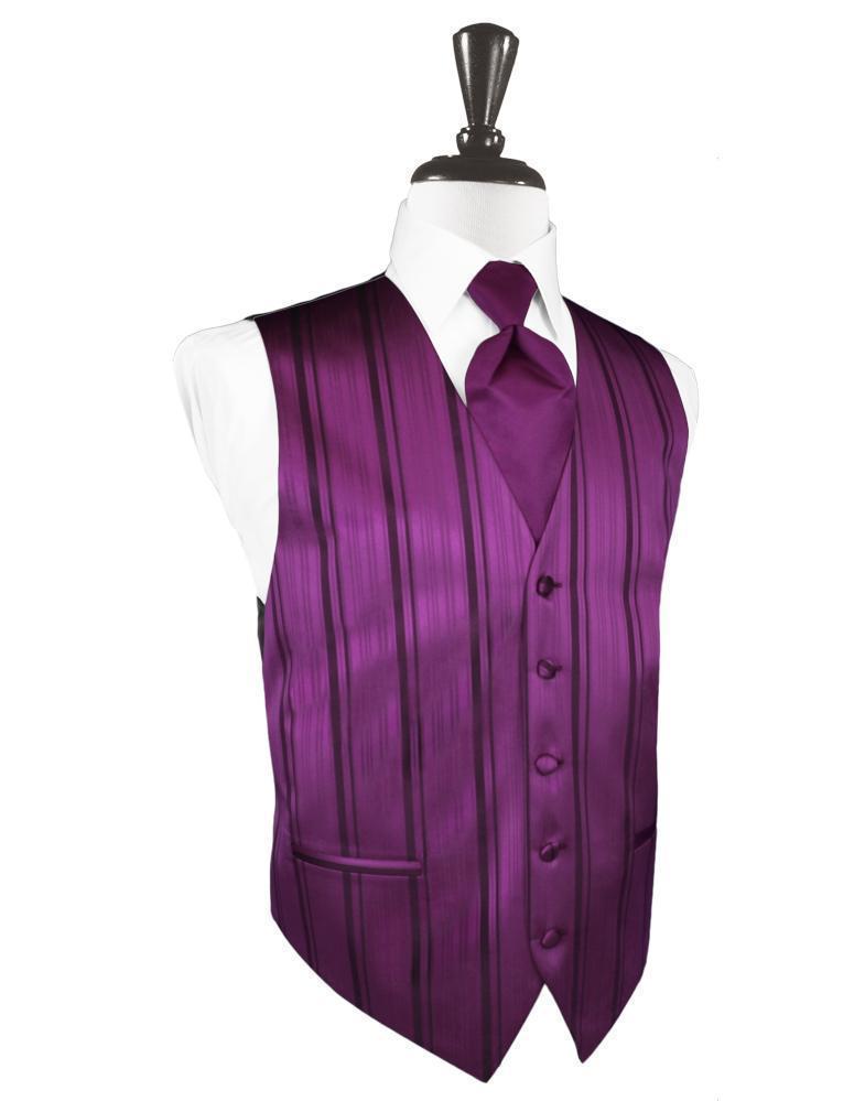 Striped Satin Tuxedo Vest 6 - XS / Sangria - Chaleco 